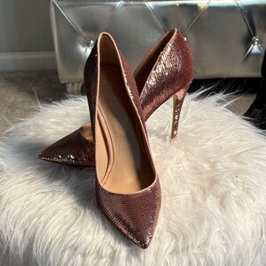 Aldo Shimmering Brown Sequin Heels